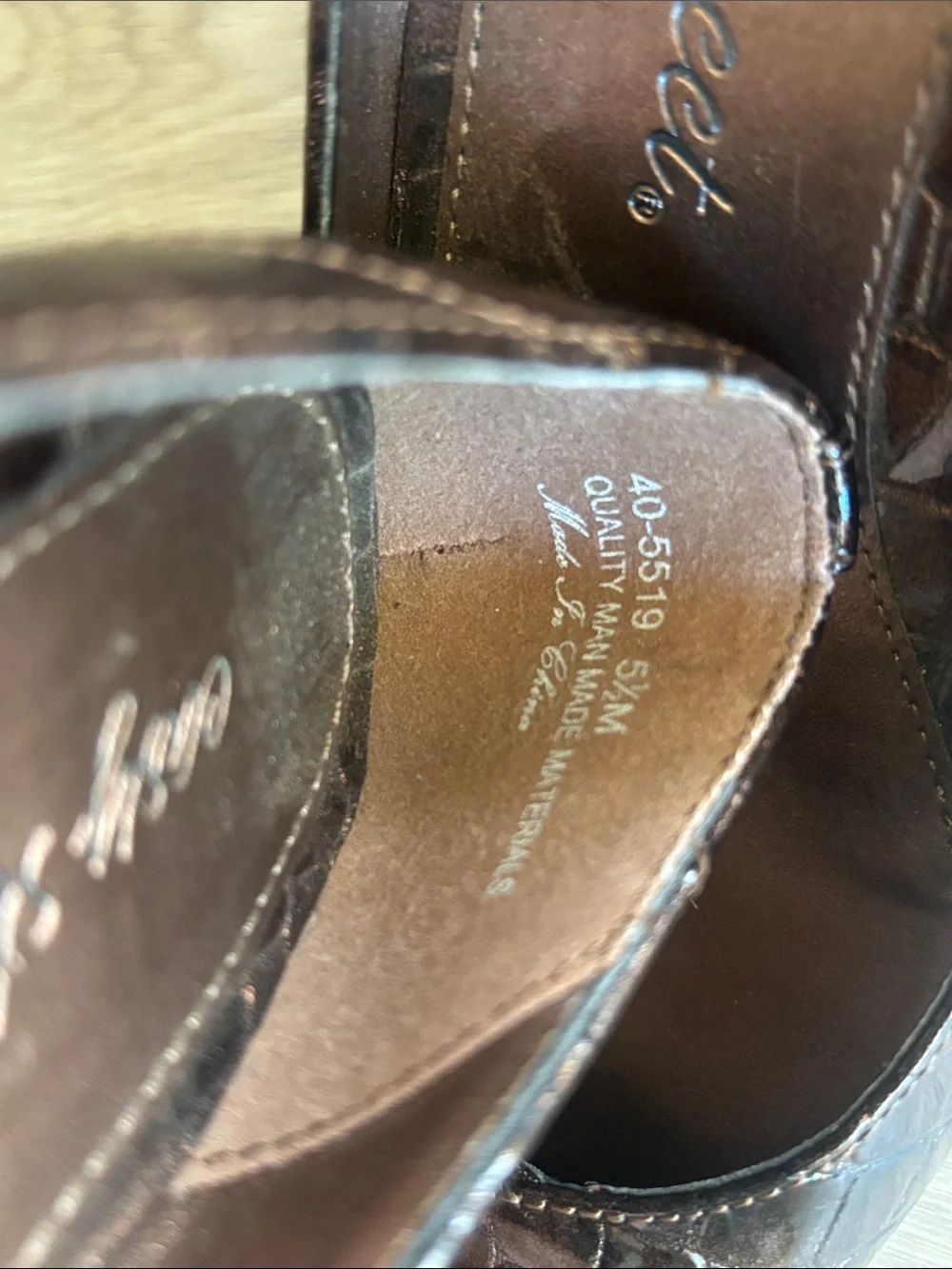 easy street Brown Croc-Embossed Pointed Toe Flats